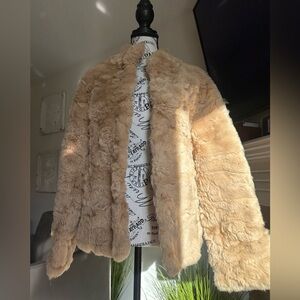 Beautiful Vintage Rabbit fur coat, light brown, real fur coat